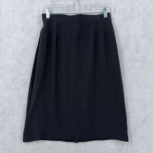 Escada 100% Silk Pencil Skirt Womens Size 32 XS Black‎ Knee Length